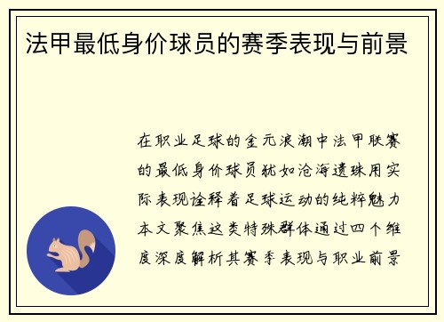 法甲最低身价球员的赛季表现与前景